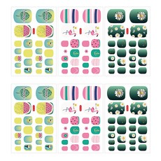 市集感性 夏季時尚美甲美足貼紙 3件組, no.7, 2套