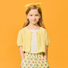 Lala Amang 女童款壓紋泡泡袖短版罩衫