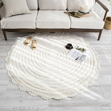 典雅花邊圓形地毯
