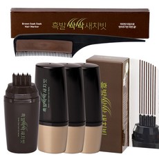 Black Hair Ssakssak 簡單蓋白髮梳 9.5ml x 4p + 白髮梳套組, 棕色, 1組