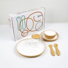 KINTO Bonbo 嬰幼兒餐具6件組, 黃色, 1套