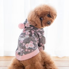 핑카홀릭 강아지 로제 후드 티셔츠 TS7726, 그레이, 1개
