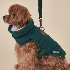 DOG-i 寵物內刷毛抽繩高領防寒衣附牽引環, 卡其綠, 1件