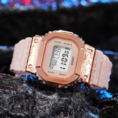 Soyosanghoe 雙色方形手腕電子運動手錶, 玫瑰金色, 1個