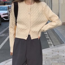 Lemon Soul 女款Goni麻花圓領針織開襟衫