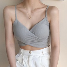 피어니스트 여성용 랩 크롭 끈나시 티셔츠