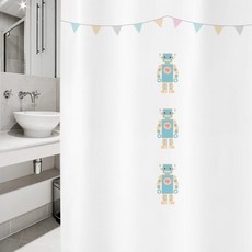 北歐風格浴簾 sc318 1520*1880mm+不鏽鋼掛鉤 12入+窗簾桿 白色, 1套