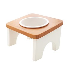 MONAGIO 寵物狗1格餐碗木桌+陶瓷碗, 原木白色, 1組