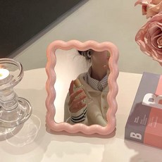 Live Eight 雲朵感粉彩風格波浪桌鏡, 粉紅色