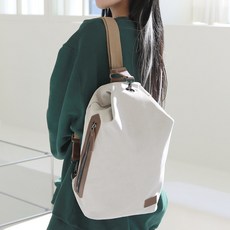 FROMHEAVEN 後背包帆布胸包斜背包 H840, 象牙白