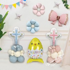 WOW PARTY KOREA 復活節十字架柱子 Easter 套組 快樂小雞, 1套, 混合顏色