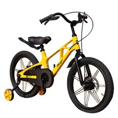 oo wheels Diego MG 兒童鎂合金車架四輪自行車 半組裝 16吋, 黃黑色, 113cm, 1個