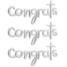 joyparty 字母銀箔氣球 congrats 3入, 銀色, 1個
