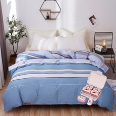 簡約條紋高級印花被套+棉被固定器 6入 B21, 3型