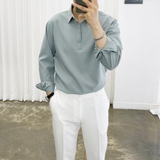 ADORE CLASSIC 經典素色隱藏扣長袖polo衫