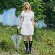oh L 抽繩蓬蓬迷你洋裝, WHITE
