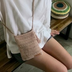 DIY 視頻 + 簡單的迷你交叉包鉤針手編織袋針織套裝, 1套, 淺褐色的