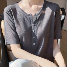 더시럽 여성용 블렌디드 모달 반소매 티셔츠
