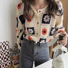 andstyle 女款花朵刺繡針織開襟衫 258110