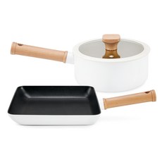 DAY7 Doga IH 電磁爐 2種 B套組, 1套, 白色, 單柄鍋 18cm + 烤盤 22cm