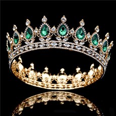 데이먼 셀프웨딩 큐빅 티아라 sil007, 골드그린, 1개