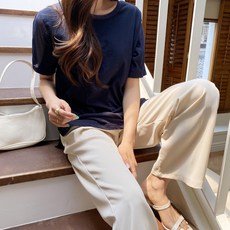 린다샵 소카민 여성용 라운드넥 소매 망사 반팔 티셔츠 T9716K25