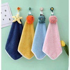 BBOO 柔軟卡通掛式廚房浴室擦手巾4件組, 1套, 混合顏色