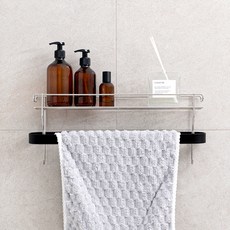 簡約毛巾架置物架, 銀色, 1個