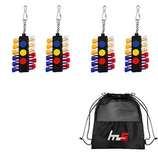 NAYASTYLE 高爾夫球標記球梯 4入 + 收納袋組合 GFYP-183+183PU, 黑色