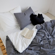 CASA VERDE 純棉中針條紋四季被套, 灰色