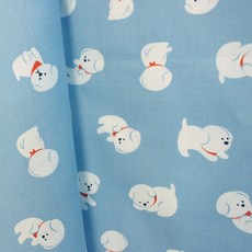 小白狗圖案布料, 藍色