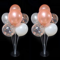 Joyparty 派對氣球架組 2入+氣球 20入, 1套, 氣球（五彩紙屑、珍珠白、珍珠銀、珍珠玫瑰金）