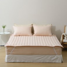 타카타카 먼지없는 푸딩 에어워싱 고정밴딩 누빔 침대패드, 크림피치