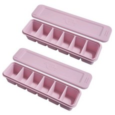 SiliconStory 韓國製造 嬰幼兒用雙重密封白金矽膠副食品分裝盒, 粉彩粉, 180ml, 2個