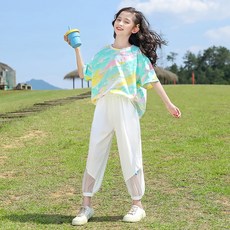 스타빈 여아용 반팔 포인트 메쉬팬츠 세트