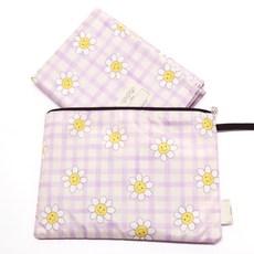 semoms 雙面防水野餐墊 + 收納袋組合, 雛菊格紋