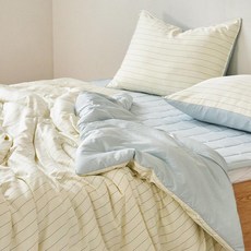 I'm bedding Dewy水洗薄被, 條紋藍色