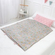 코니아일랜드 라텍스 어린이집 낮잠이불 세트 일체형, 핑크(패드), 해피레빗 그레이(이불)