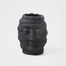 繃帶臉部雕塑陶瓷花瓶 YT_RA147, 黑色