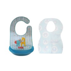 fisher-price 費雪 可拆式圍兜+幼兒一次性圍兜 24張入, 藍色, 1組
