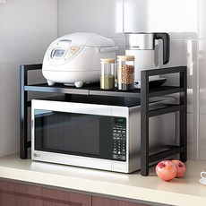 가구느낌 쿠조절 렌지선반, 블랙블랙, 1단