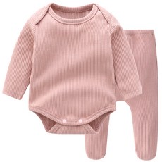 JOY MULTI 孩童素色羅紋包屁衣+褲襪 2件組