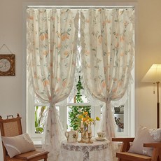 G&Y 法式花卉豐富蕾絲雙層窗簾, 檸檬花