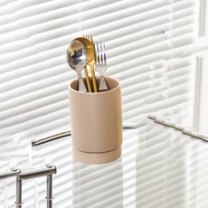 Mondspot 簡約素色陶瓷瀝水廚房餐具筒 單一尺寸 YY57229, 粉紅色, 1個