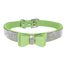 마켓A 강아지 리본 큐빅 벨티드 목줄, 그린, 1개