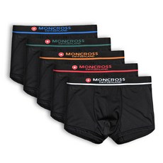 MONCROSS 男款黑色線條平角內褲 5件組