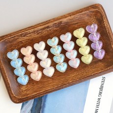 HARAROI 7 件組女孩珍珠粉彩心型別針