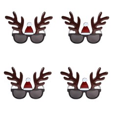 PARTYSHOW 魯道夫聖誕老人眼鏡, 混合顏色, 4個