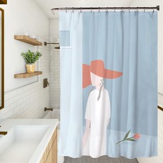 데이소이 북유럽 스타일 샤워 커튼, 레드포인트, 1개