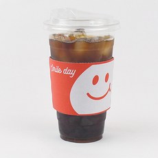 Inp PET 98mm 冰杯 杯身 630ml + 飲用杯蓋 + 微笑杯套 紅色組合, 50套
